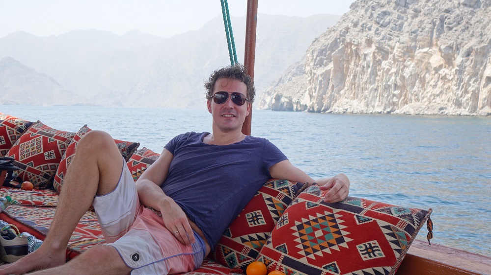 relaxing on dhow Musandam